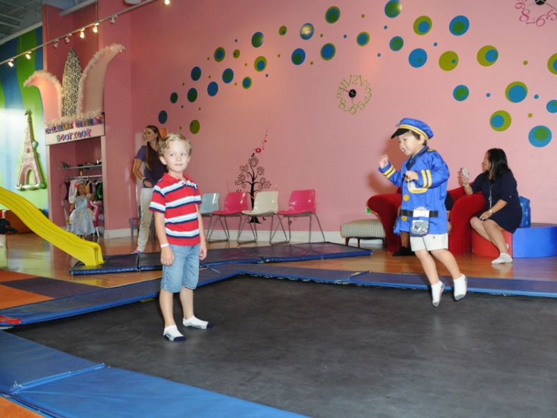 kids jumping on the trampoline
